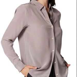 VINCE Green/Grey Silk Button Down Blouse Size L
